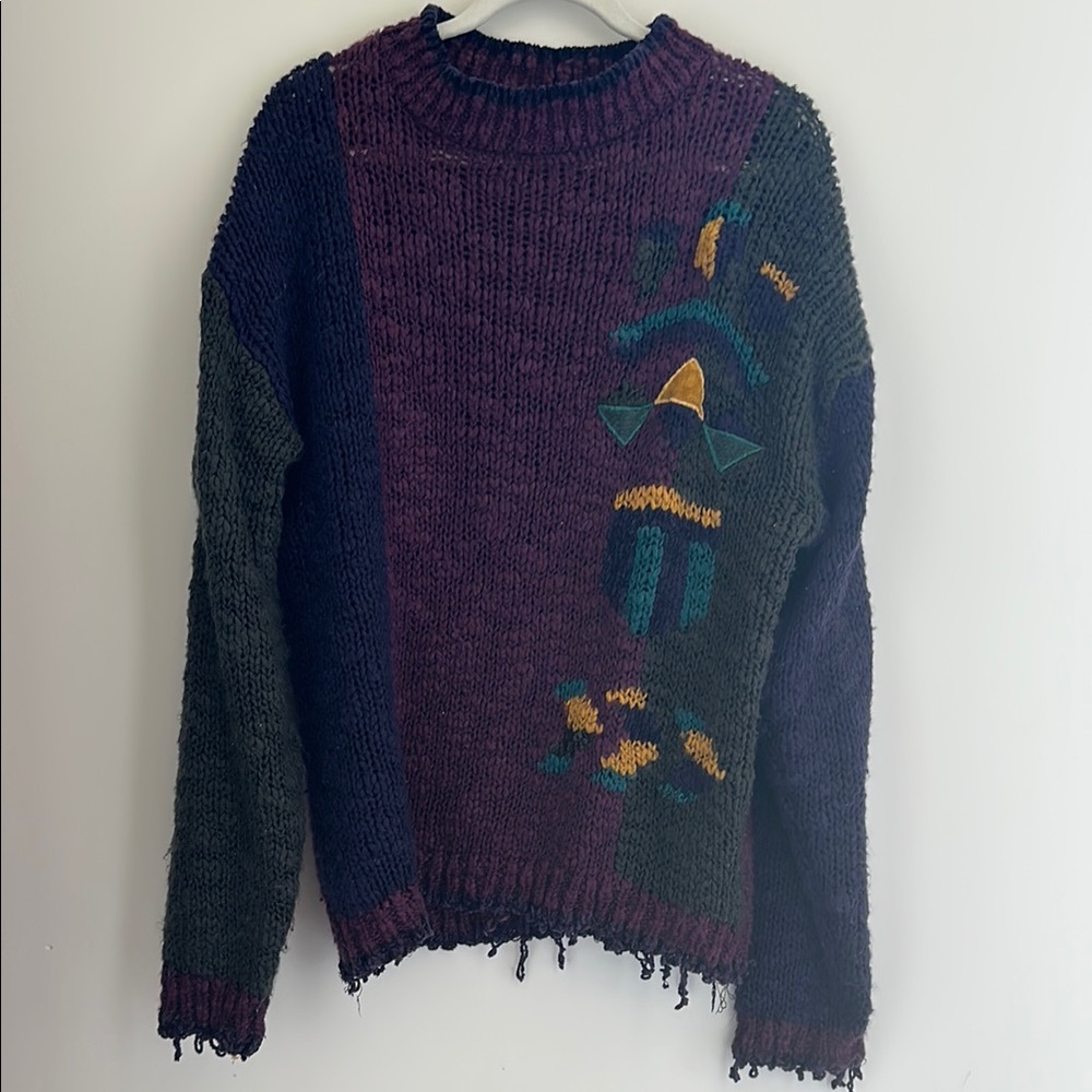 Multicolor Knit Crew Neck Sweater